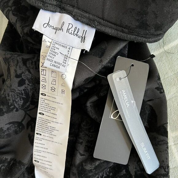 NEW Joseph Ribkoff Amelia Slim Fit Black Floral Flocked Skinny Pants - Picture 6 of 6